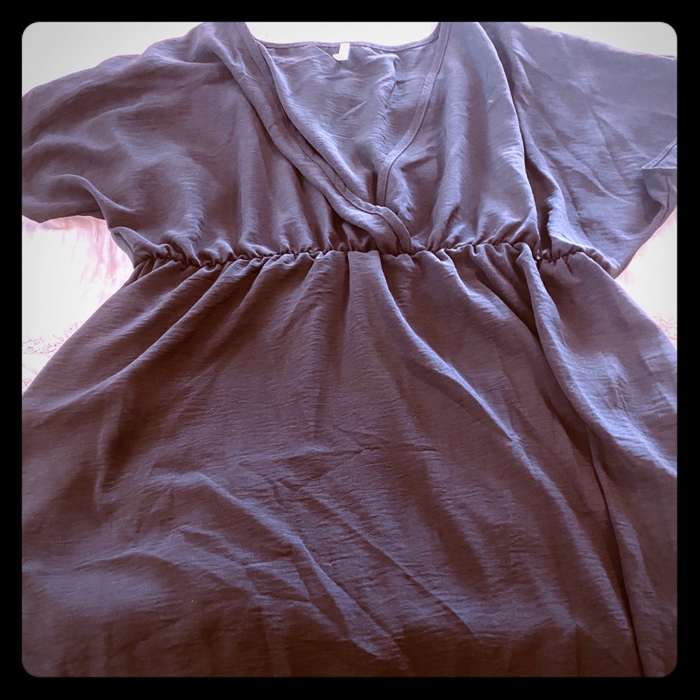 Black Dress - 2x - Deep V - Elastic Under Bust